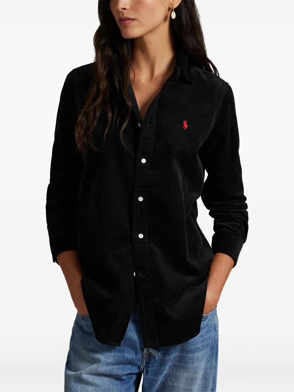 Вельветовая рубашка с длинными рукавами POLO RALPH LAUREN, черный — фото 3