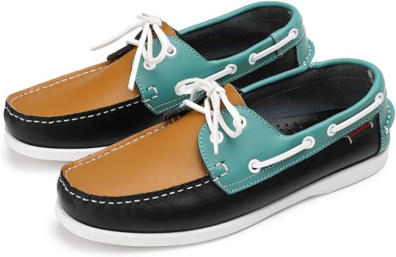 Мужские большие британские лоферы - легкие дышащие обувь с шнуровкой, Удобный широкий фасон в стиле бини для носки в течение всего дня Clolinde, черный/зеленый/желтый — фото 2