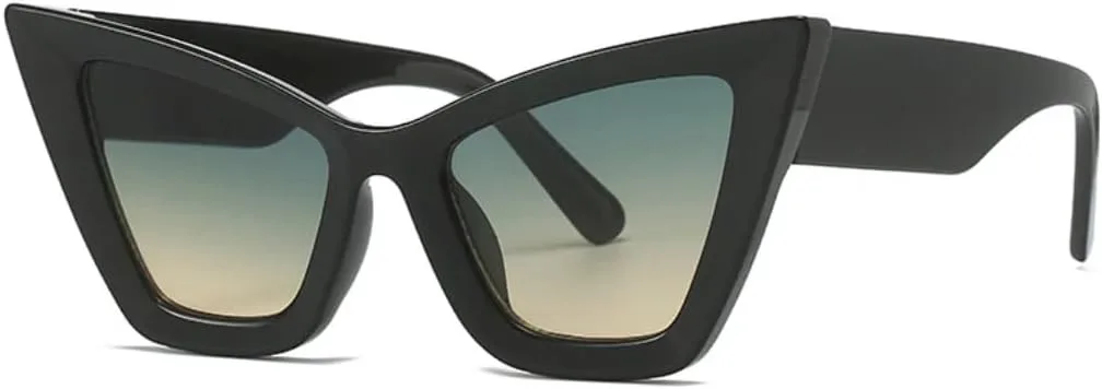 

Модные солнцезащитные очки большого размера «кошачий глаз» для женщин, винтажные градиентные очки с защитой от УФ-излучения для мужчин UUPTTPL, Black Green Tea