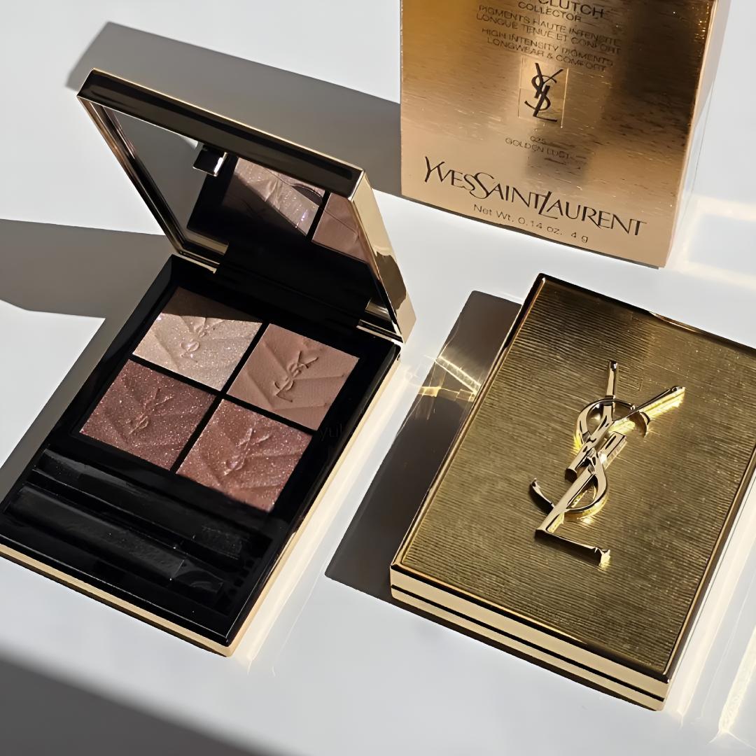 SAINT LAURENT Luxury Gold Limited 4 Colors 2025 Christmas Collection палетка теней для век Easy to blend — фото 4
