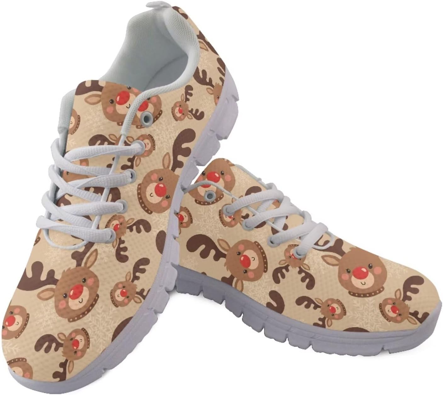 

Кроссовки Forchrinse для женщин и мужчин, шнуровка, прогулочные кроссовки, повседневные теннисные туфли, нескользящие сетчатые кроссовки, Christmas Deer