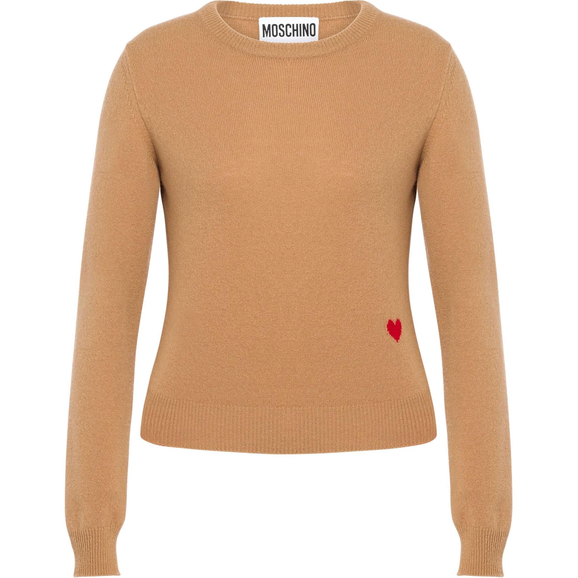 

Свитер с круглым вырезом и сердечками MOSCHINO, camel коричневый
