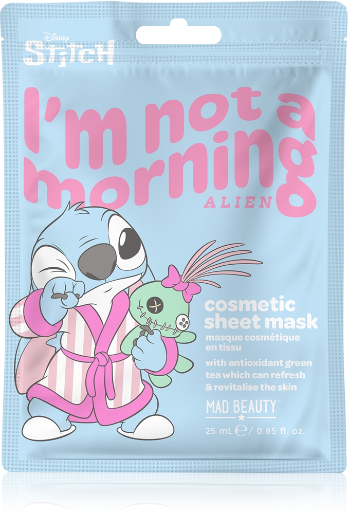 

Увлажняющая текстильная маска для лица Disney Stitch с успокаивающим эффектом Mad Beauty, 25 мл
