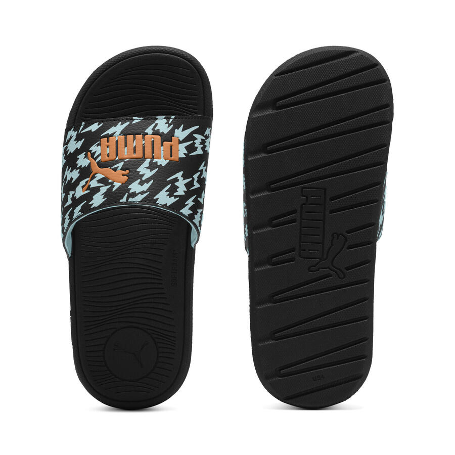 Кроссовки Cool Cat Poised 2 Race Slides для молодежи PUMA Black Orange Glo Safe Lake Blue — фото 3