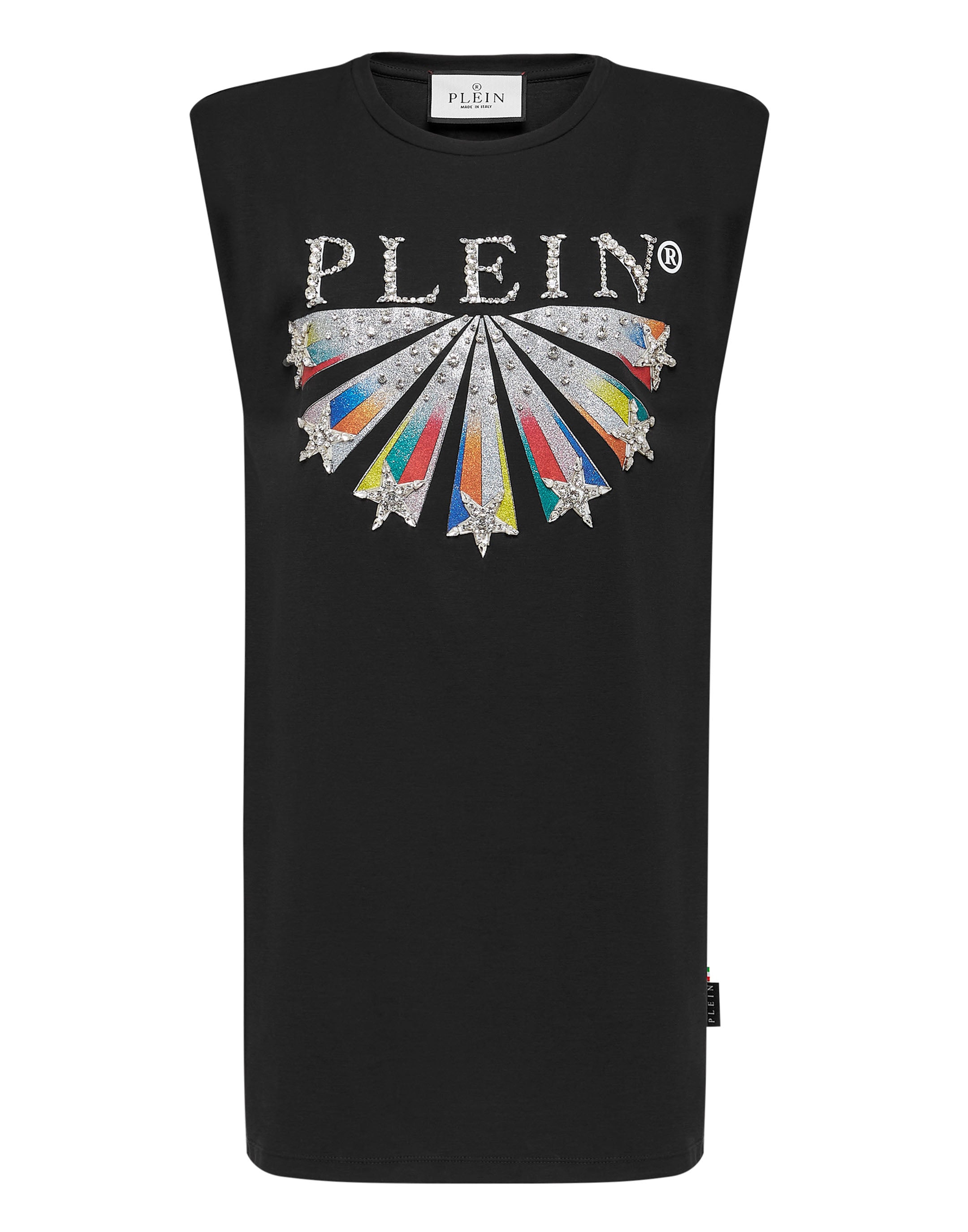 

Футболка-платье Звезды со стразами PHILIPP PLEIN, черный