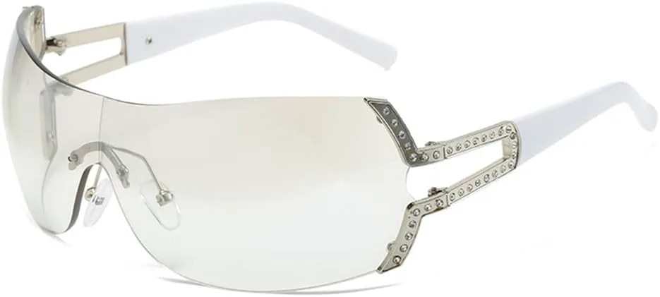 

Овальные солнцезащитные очки без оправы, большие полые солнцезащитные очки для женщин в стиле стимпанк, очки с защитой от ультрафиолета UV400 HCPIHF, Silver