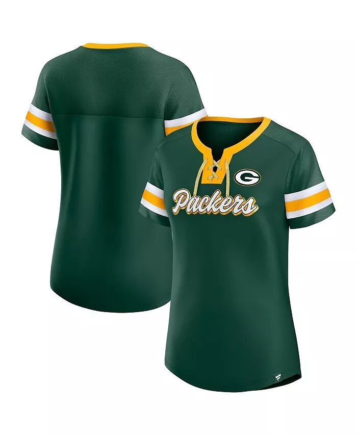 

Женская зеленая футболка Green Bay Packers Original State Lace-Up Fanatics