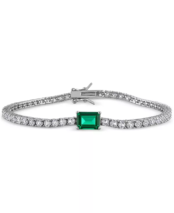 

Гибкий браслет из стерлингового серебра с выращенными в лаборатории изумрудами (1-1/2 карата, tw) и выращенными в лаборатории белыми сапфирами (5-1/5 карата, tw) Macy'S, emerald