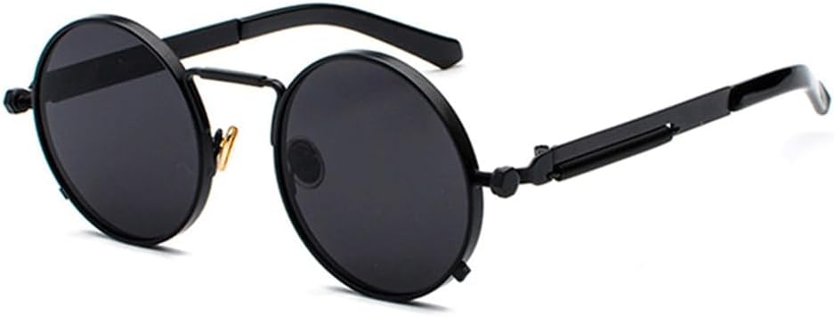 

Панк-солнцезащитные очки для мужчин и женщин, ретро, ​​круглые, в стиле «паровой ковер», маленькие круглые, винтажные, в металлической оправе, очки для вождения KTUCN, Black Grey