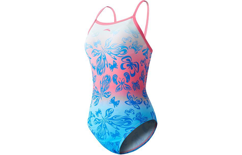 

Купальник слитный женский Anta One-piece Swimsuit чисто-белый/розовый бабочка/голубой бабочка
