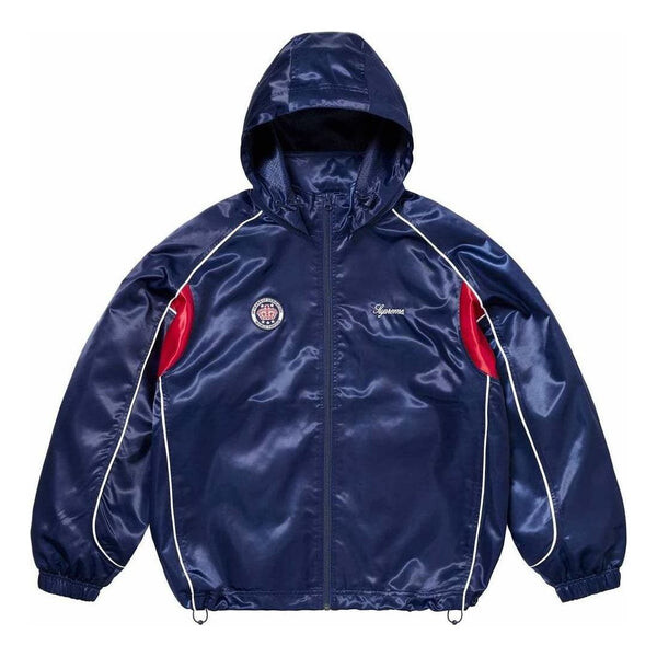 

Куртка satin hooded track jacket 'navy' Supreme, синий
