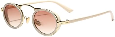 

Солнцезащитные очки в ретро-оправе для женщин, полуметаллические винтажные овальные солнцезащитные очки для мужчин, защита от ультрафиолета UV400, сине-коричневые, унисекс MTZJH, One Size