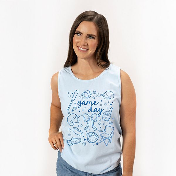 

Женский топ с принтом в стиле бейсбольного дня Simply Sage Market, Chambray