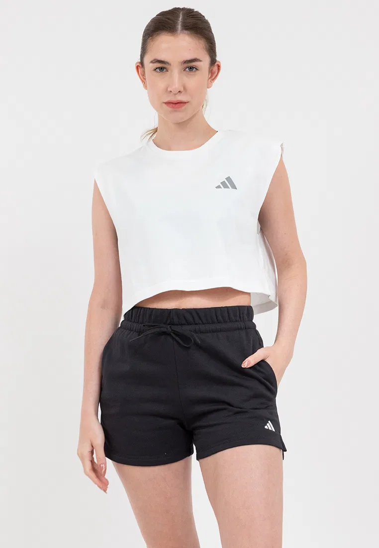 Футболка для бега, укороченная, Adidas, черная