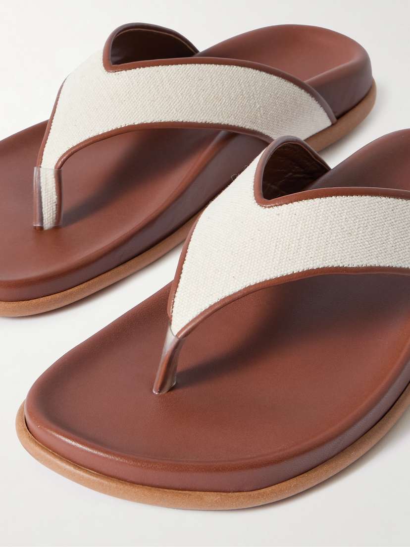 Холщовые шлепанцы Charys с кожаной отделкой Ancient Greek Sandals, коричневый — фото 4