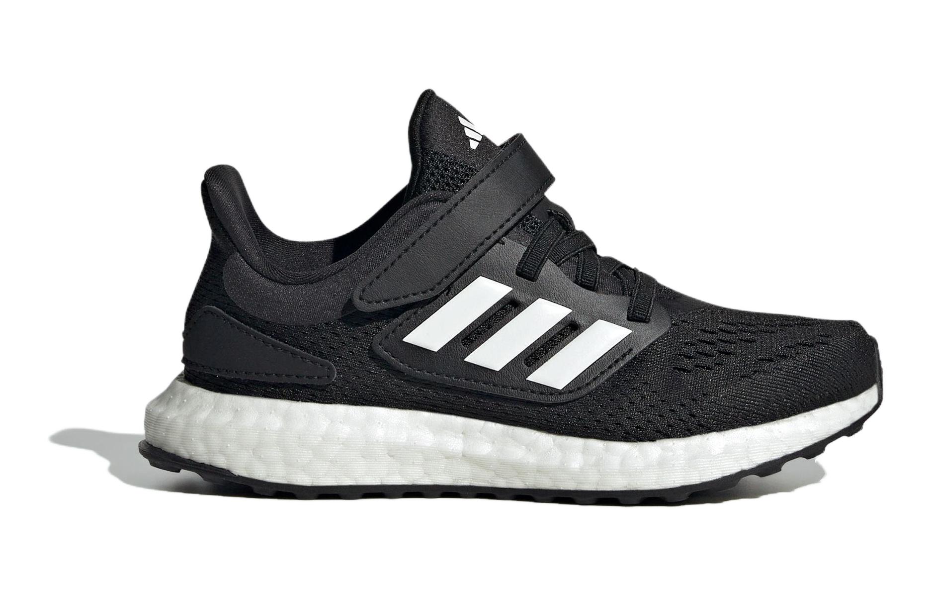 Чёрно-белые детские беговые кроссовки Adidas Pureboost RUNNING устойчивые к истиранию дышащие низкие — фото 2