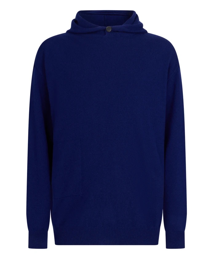 

Капузенпуловер из волле и кашмира Malo, синий