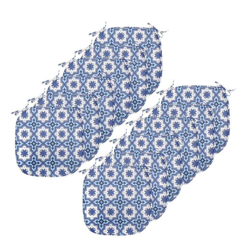 

ABAKUHAUS Темно-синие подушки на обеденный стул, марокканская традиционная, декоративная водонепроницаемая подушка с ремнями для кухонных сидений, 40 см x 40 см — упаковка из 12 шт., фиолетовый синий светло-синий