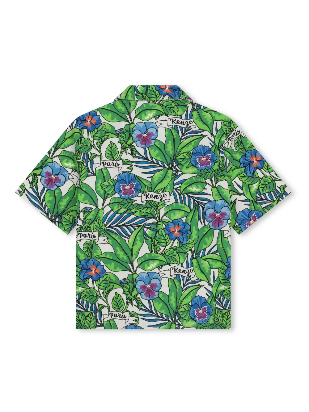 Рубашка с цветочным принтом Kenzo Kids, зеленый — фото 2