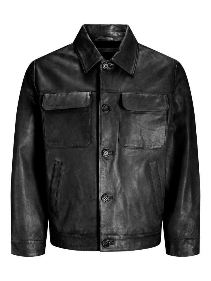 

Кожаная куртка Jack & Jones, черный