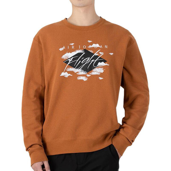 Толстовка Men's Air Jordan SS22 Printing Fleece Sports Round Neck Khaki, хаки — фото 2