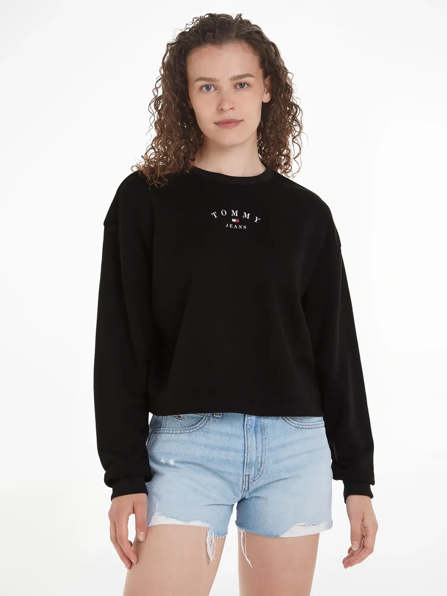 

Толстовка Tommy Jeans "TJW ESSENTIAL LOGO 2 CREW" с флагом Tommy Jeans, черный