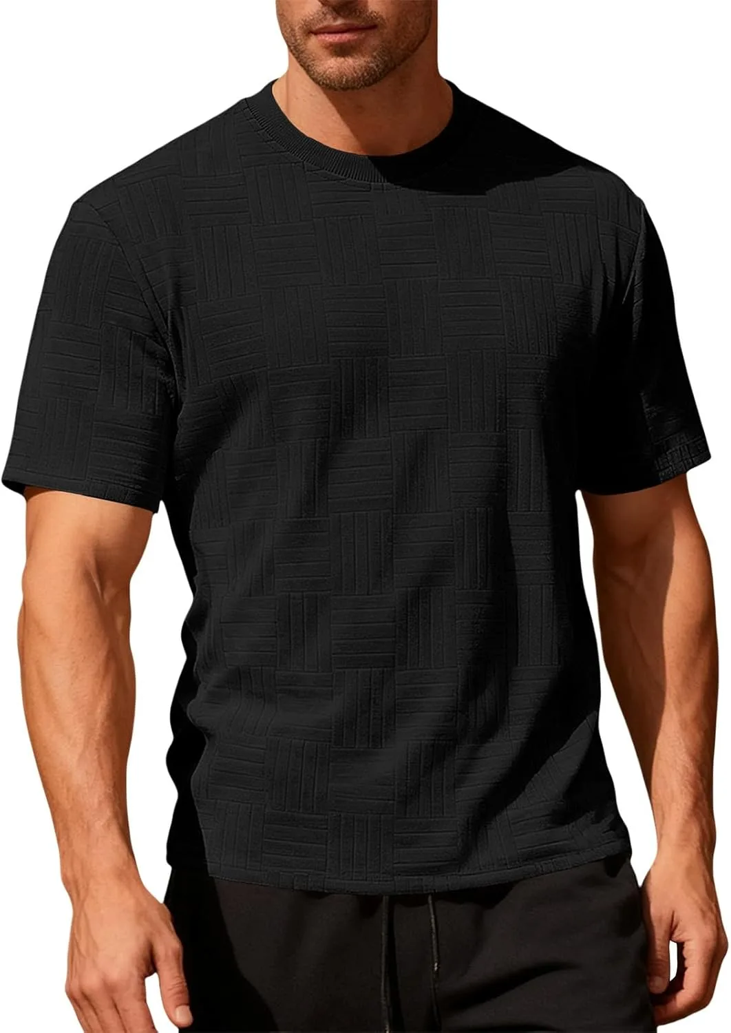 

CRNTCEM мужская футболка с текстурным узором, короткий рукав, повседневная