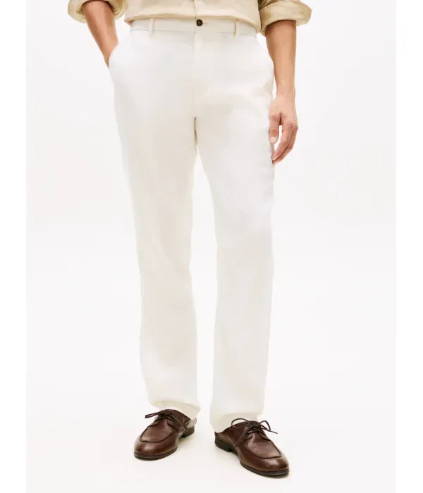 Льняные брюки-чиносы DENTON straight fit Tommy Hilfiger, экрю