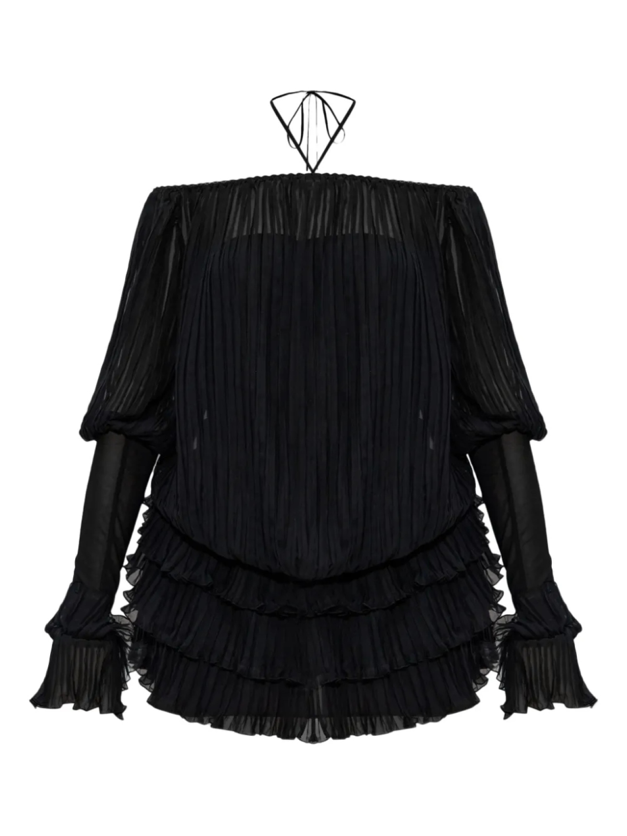 

Платье из плиссированного шелка Blumarine, черный