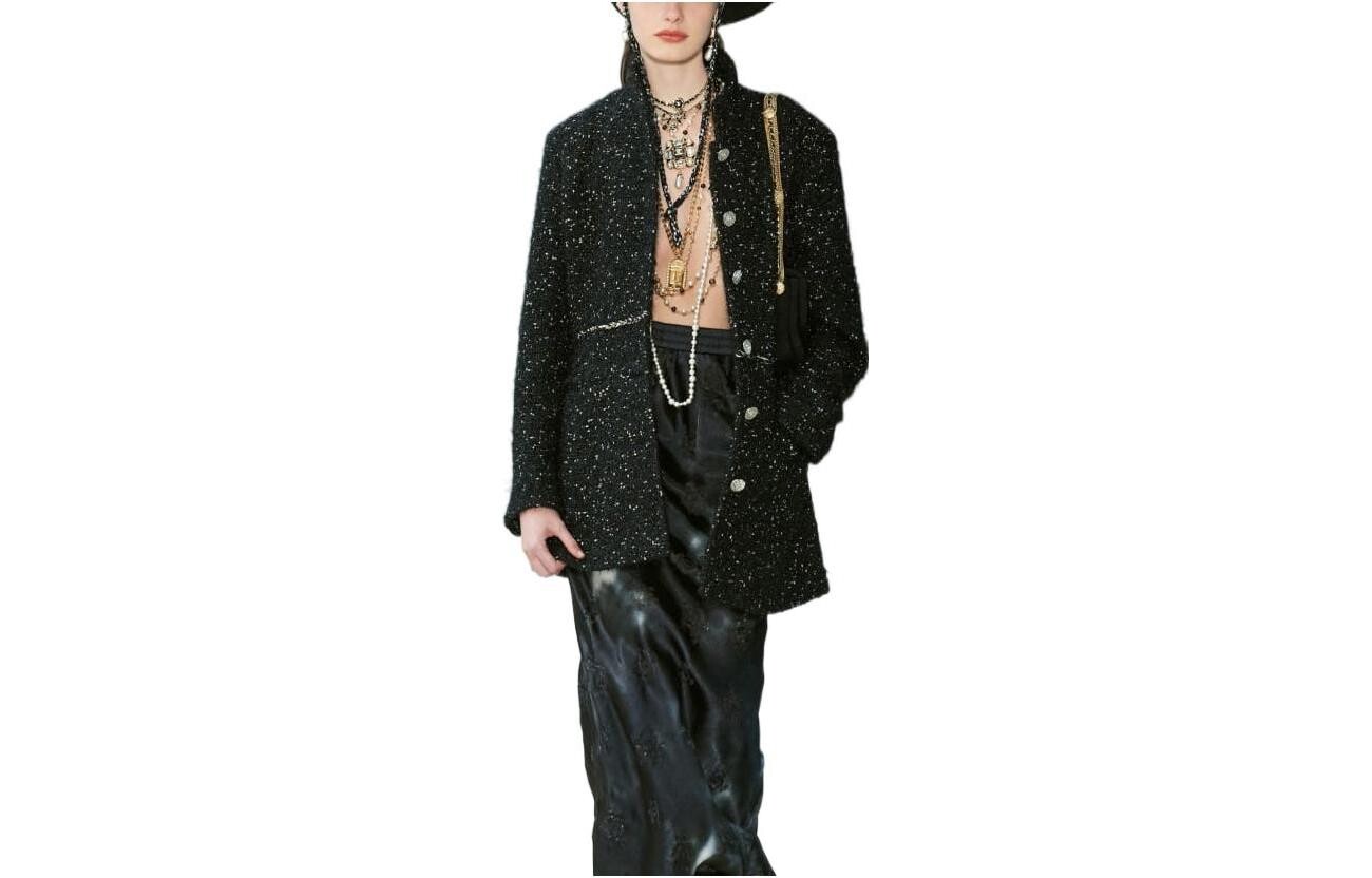 

Пальто женское Chanel с узором, черный