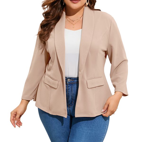 

Женский блейзер plus size с рукавом 3/4 и одной пуговицей Clearflower, Apricot