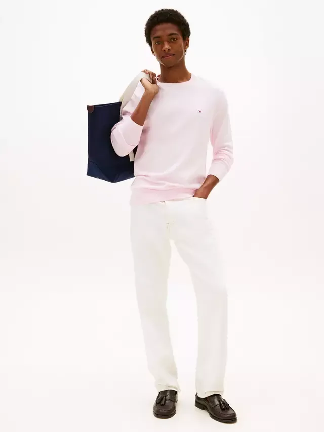 Свитер с круглым вырезом из чесаного хлопка с вышивкой флага Tommy Hilfiger, Light Pink — фото 2
