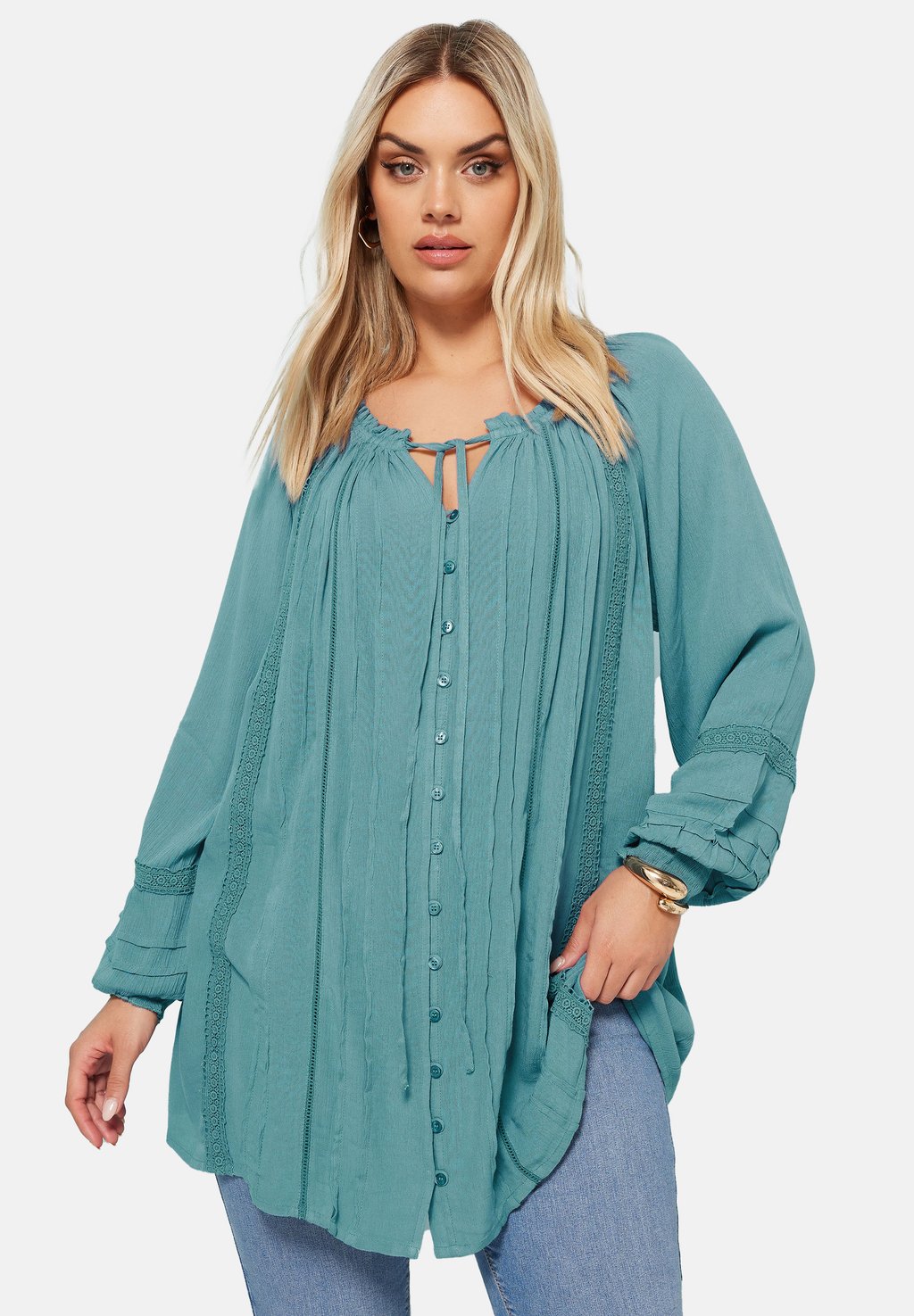 

Блуза TRIM TIE NECK Yours Clothing, синий