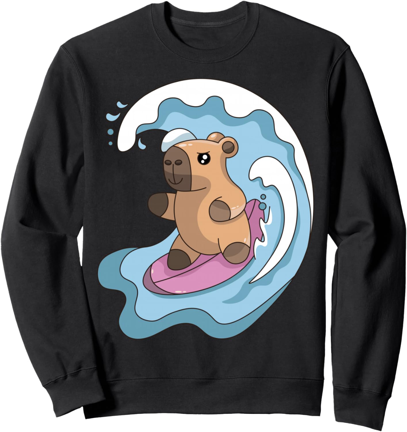 

Забавная толстовка с изображением капибары, катающейся на волнах, и грызуна, для девочек и мальчиков Capy Capivara Spring Summer Break Tees, черный