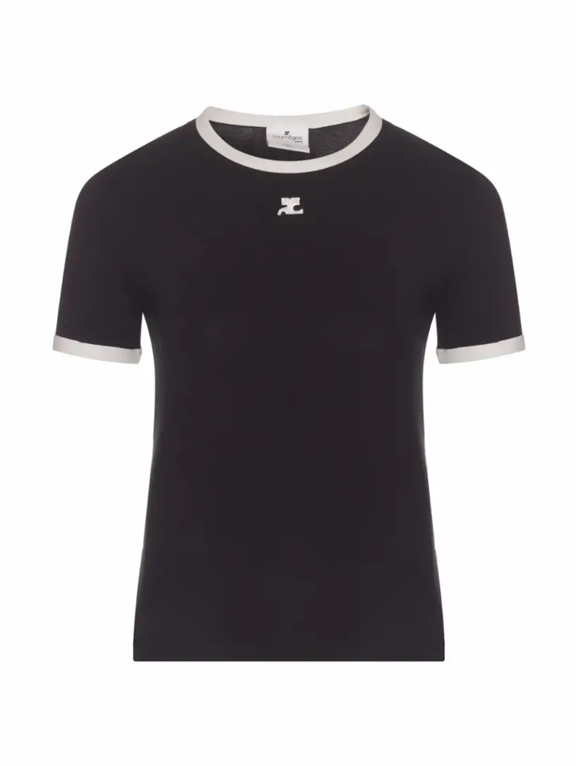 

Хлопковая футболка с логотипом Courreges, черный