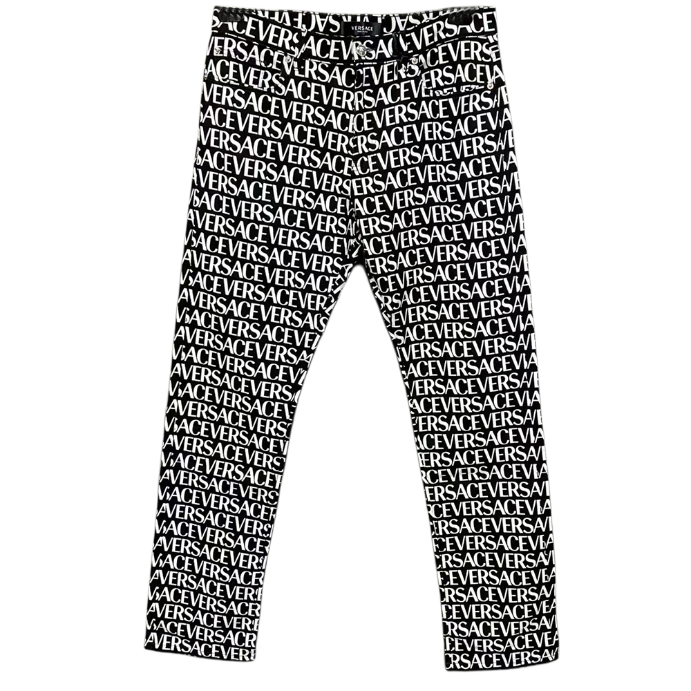 

FW24 Повседневные брюки мужские черно-белые VERSACE