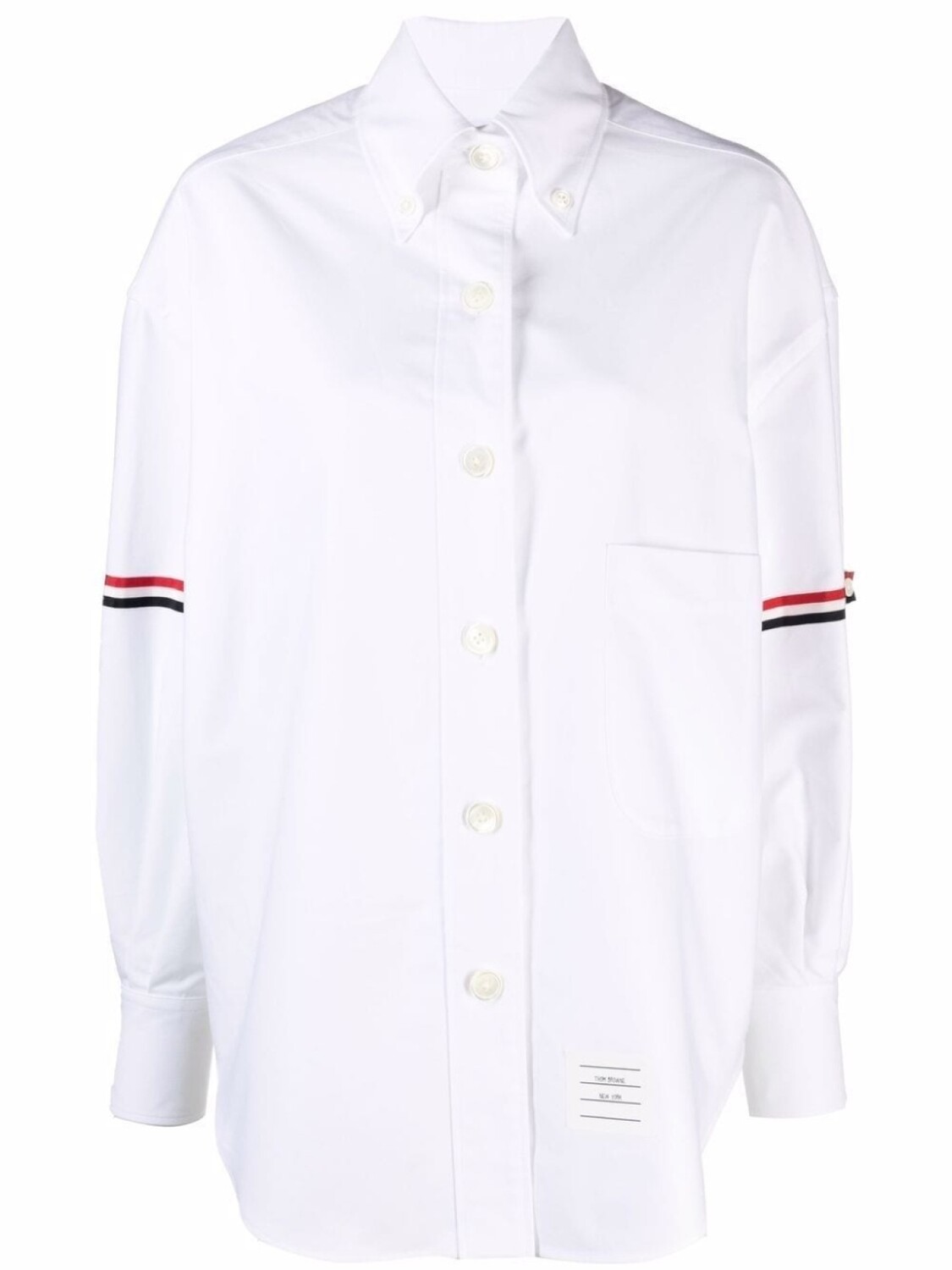 

Рубашка с полосками RWB Thom Browne, белый, Серый, Рубашка с полосками RWB Thom Browne, белый