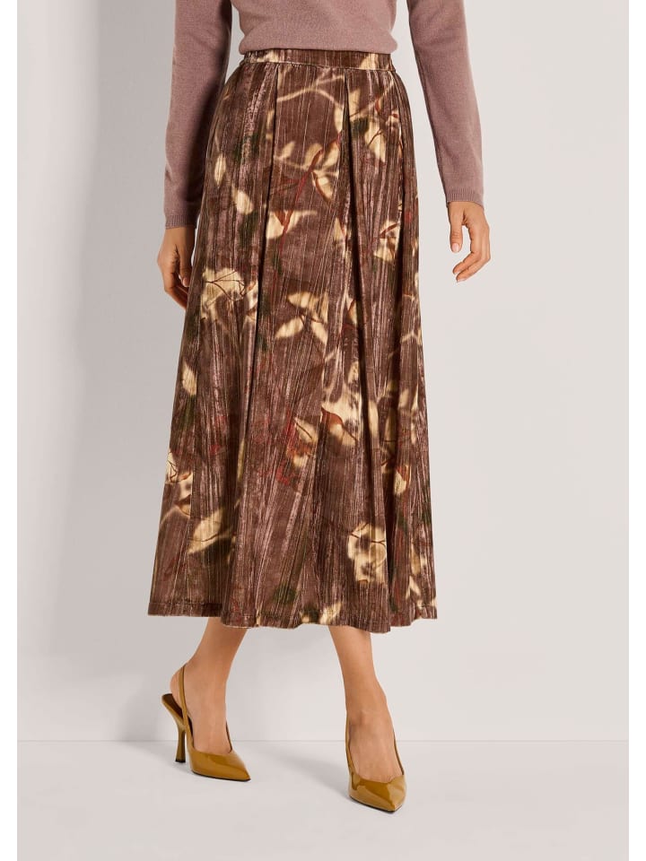 

MADELEINE Элегантная юбка миди с цветочным узором, табачно-коричневого цвета / многоцветная
