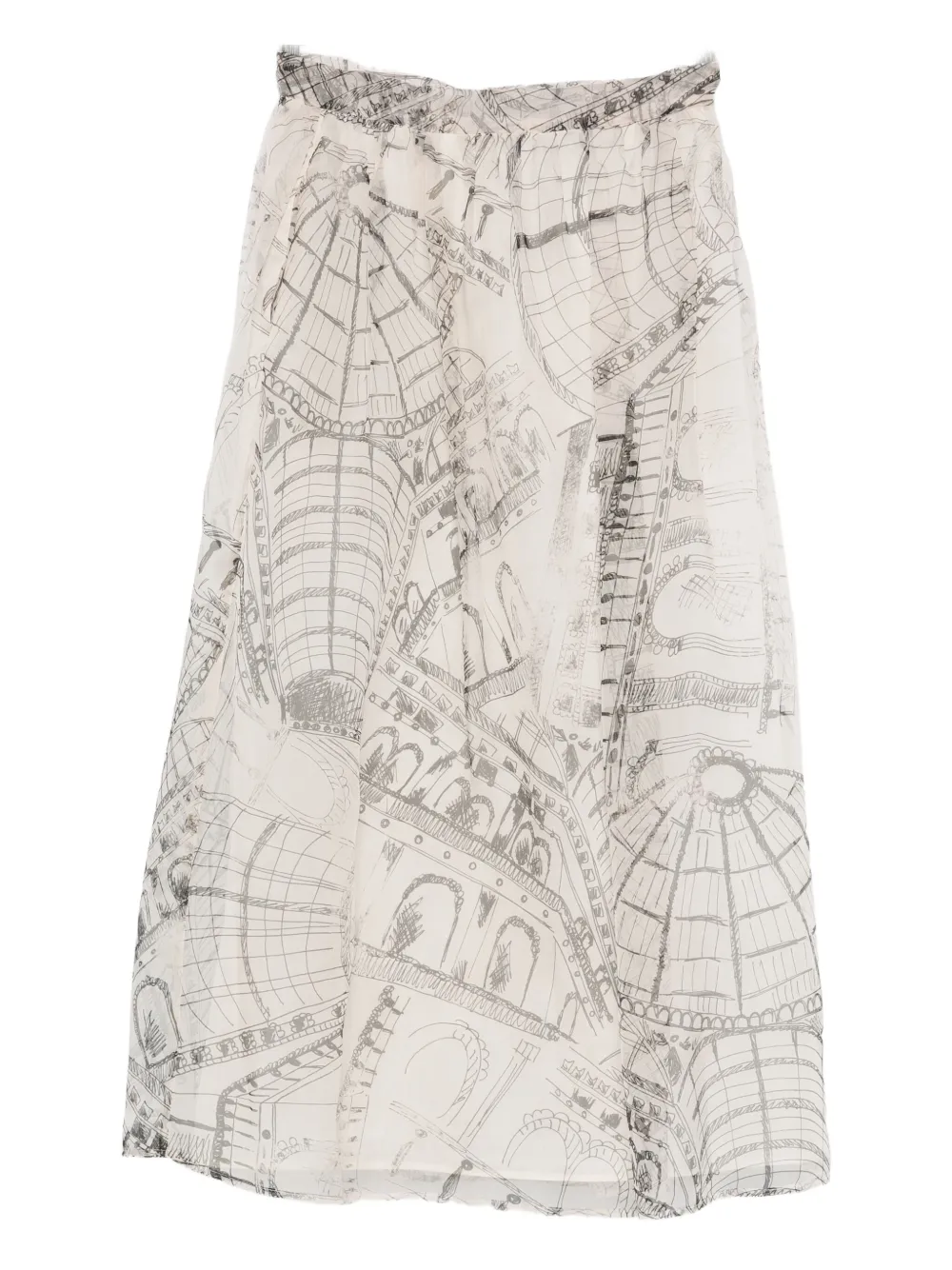 

Шелковая юбка с графическим принтом Paul & Joe, белый
