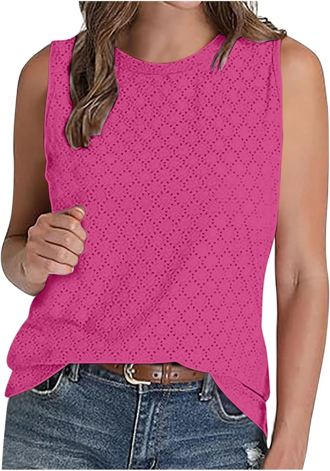 Женский топ без рукавов свободного кроя, Hot Pink