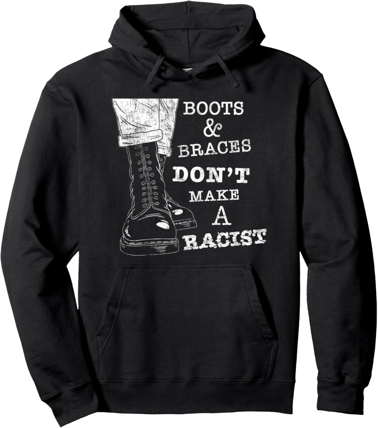 

Толстовка Boots and Braces - Антирасистские уличные панки - Худи Punks & Skins Ltd, черный