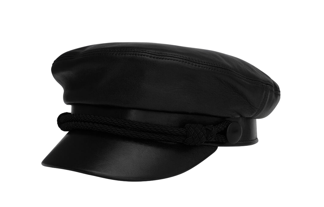 

SAINT LAURENT Кожаный берет мужской черный, Black