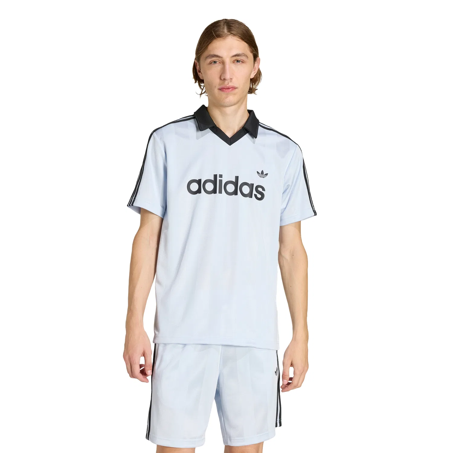 Мужская футболка поло Archive Collar Engineered Jersey, цвета Crystal Sky, от Adidas — фото 4