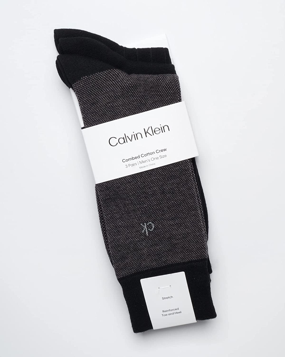 Мужские носки Calvin Klein под наряд - 3 пары дышащих хлопковых носков с узором для работы, бизнеса и официальных мероприятий, Black Birdseye — фото 2