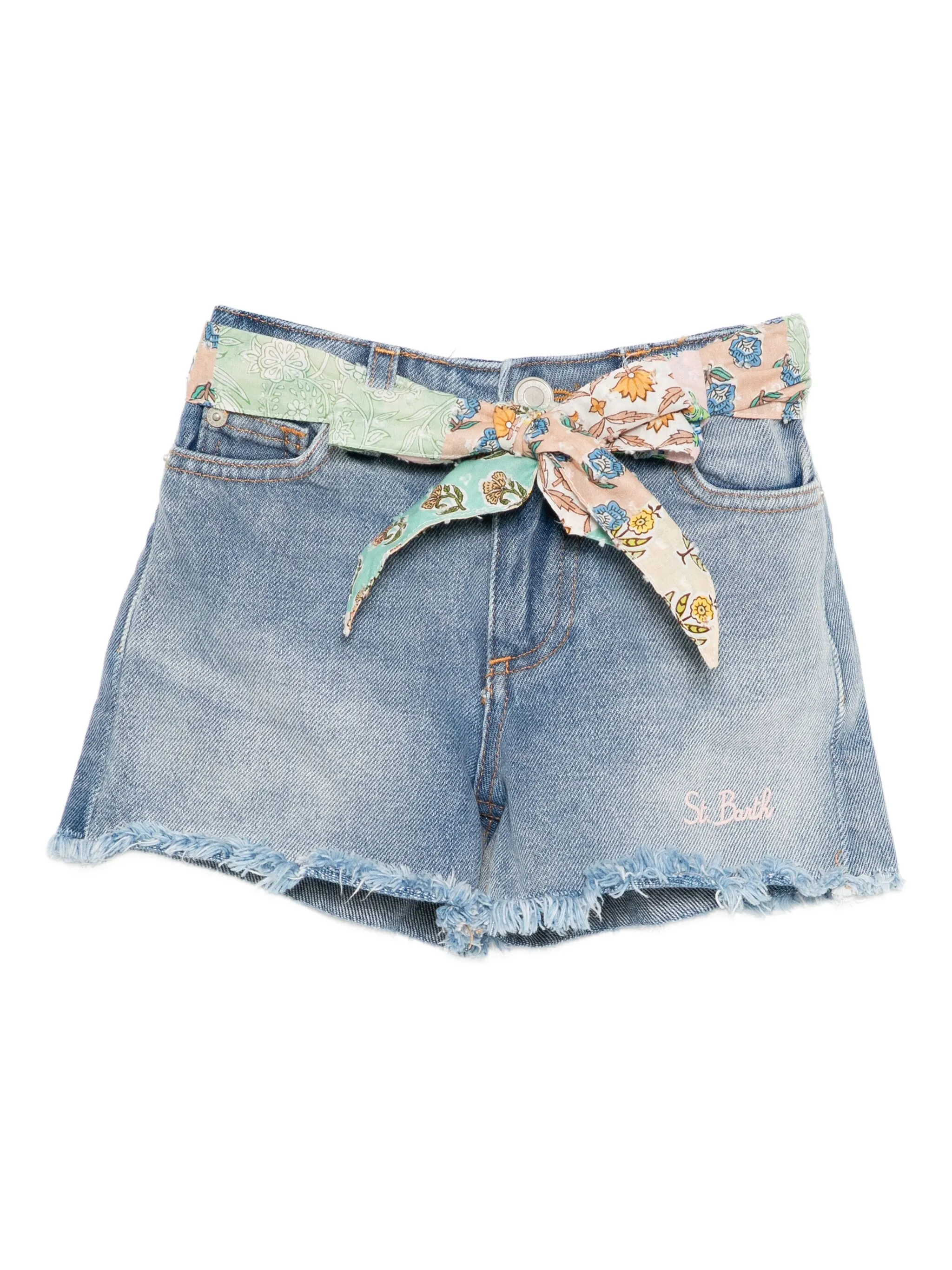 

Джинсовые шорты с вышитым логотипом Mc2 Saint Barth Kids, синий