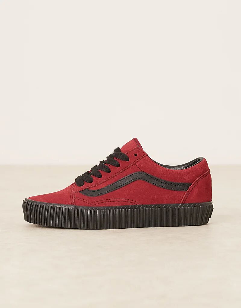 Кроссовки Vans Old Skool Creeper бордового и красного цветов — фото 2