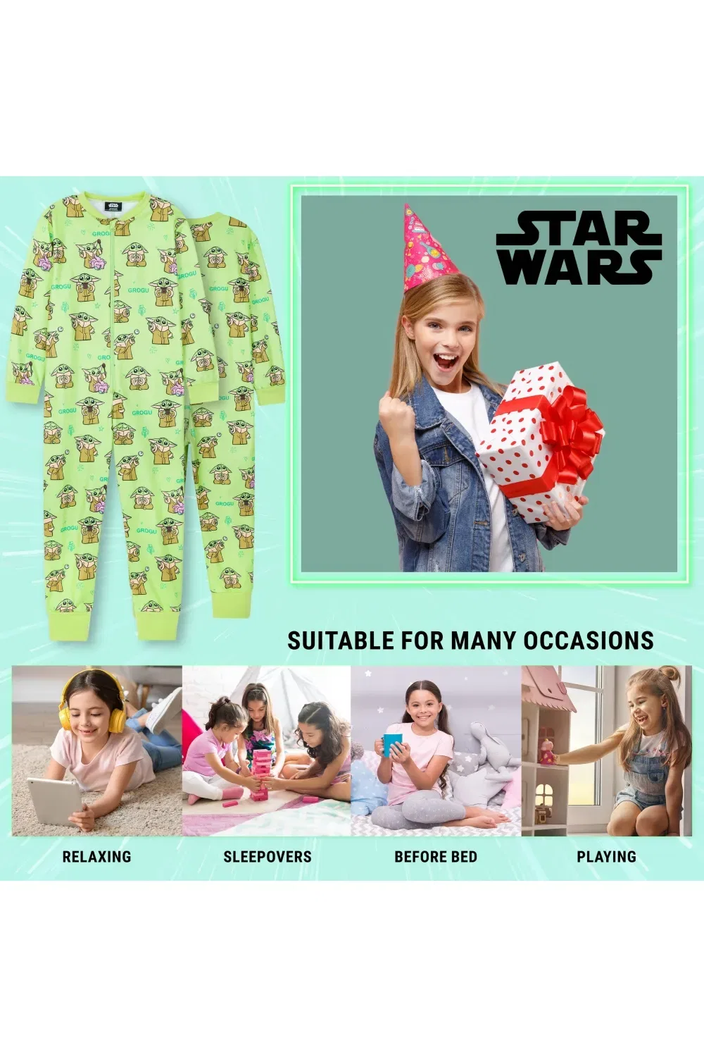 Детский комбинезон-кигуруми Disney Baby Yoda флисовый, мультиколор — фото 3