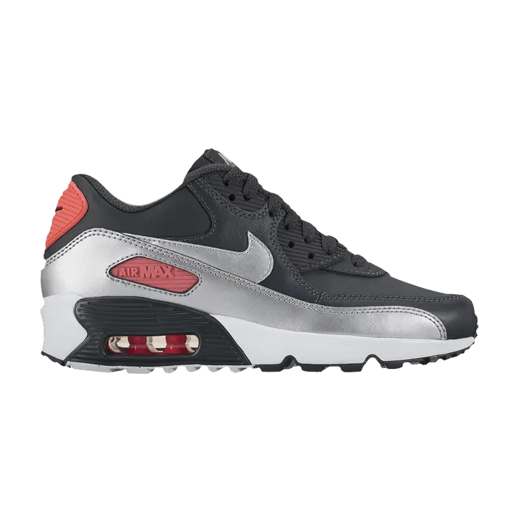 

Кроссовки Nike Air Max 90 Leather GS 'Anthracite Metallic Silver', черный
