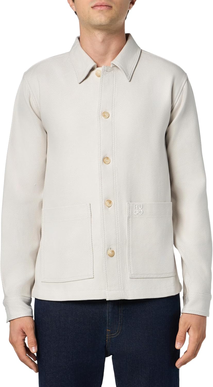 

HUGO мужская мягкая вельветовая рубашка с накладными карманами, Natural Cream