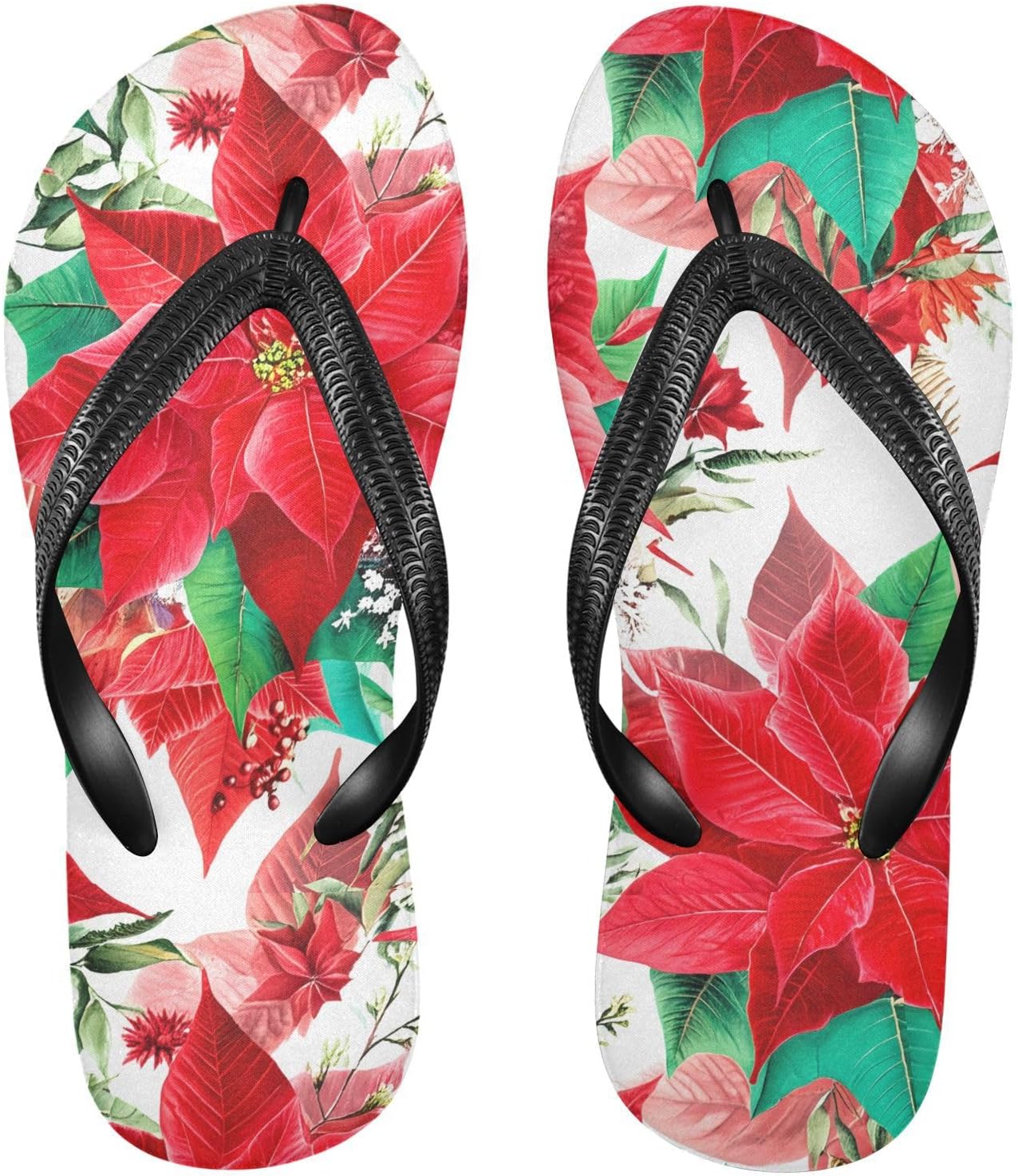 

Вьетнамки с листьями пуансеттии, белые цветочные пляжные шлепанцы для душа, резиновые нескользящие летние тапочки для женщин и мужчин Sinestour